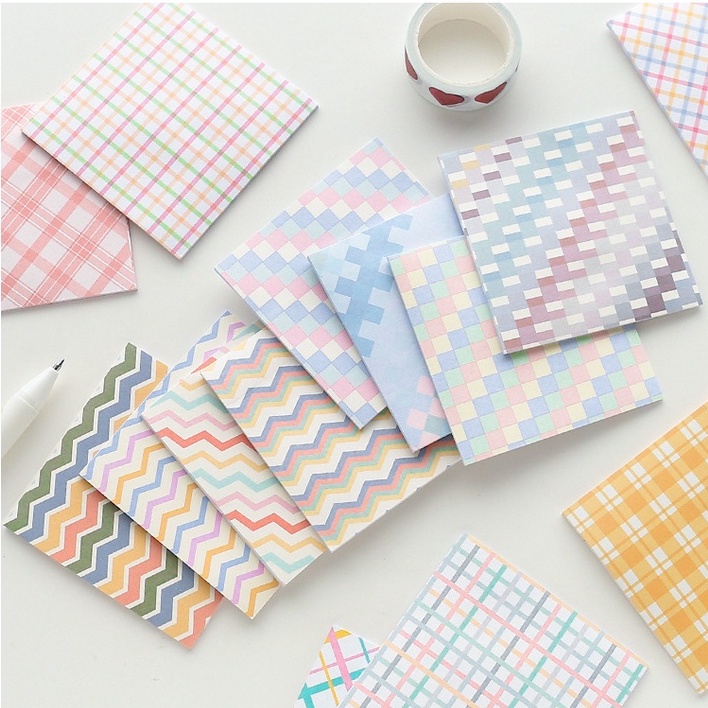 Hàn Quốc INS 80sheets Grid Sticky Notes Memo Label Sticker Dễ thương Note Pad Dấu trang Có thể cắt được Notepad Đồ dùng văn phòng cho trường học