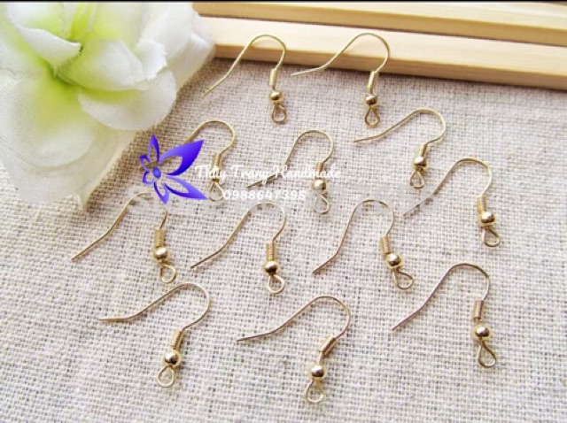 10 cái móc câu làm hoa tai, khuyên tai, đồ thủ công, trang sức handmade