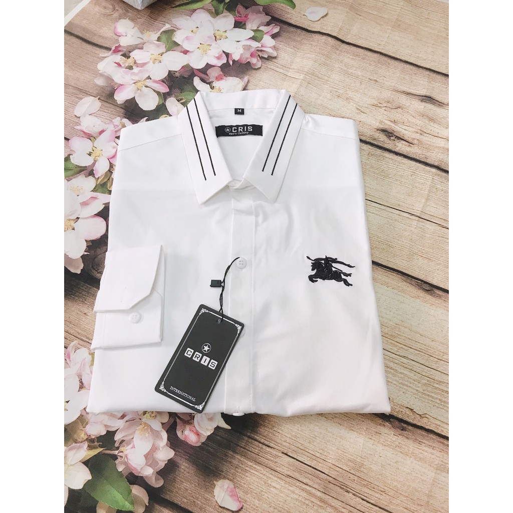 Áo Sơ Mi Nam Thêu Họa Tiết 2 Màu Trắng Đen - Aru Shop | BigBuy360 - bigbuy360.vn