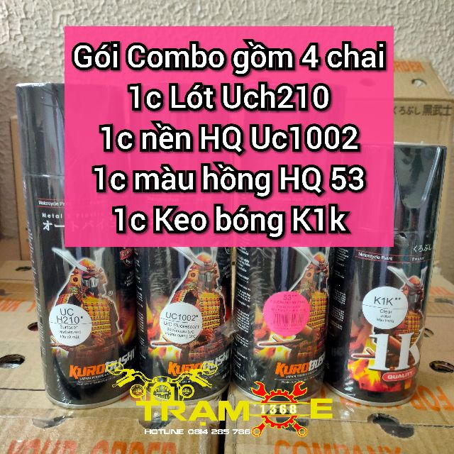 [ COMBO 4 CHAI ] SƠN XỊT SAMURAI MÀU HỒNG HUỲNH QUANG UCH210 - UC1002 - 55** - K1K