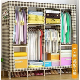 [ Bảo hành 18 tháng ] Tủ vải khung gỗ 4 buồng