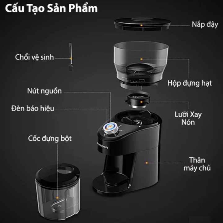 Máy xay hạt cà phê cao cấp. Thương hiệu cao cấp Shardor CG845B, công suất 200W
