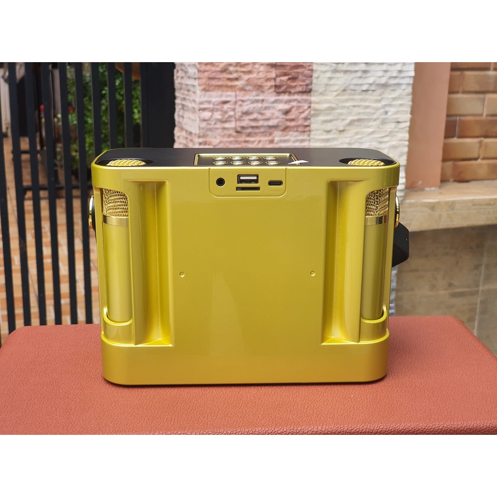 Loa bluetooth karaoke YS-219-Loa xách tay du lịch thời trang nghe nhạc, hát karaoke cực hay - Tặng kèm 2 micro không dây