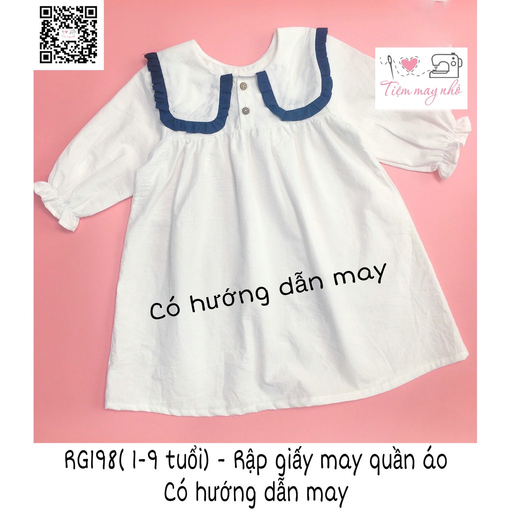 RG198_Rập giấy may váy dài tay cổ thuỷ thủ