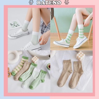  Set 5 đôi tất nữ dài cổ cao xanh vintage TN23