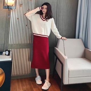 Set áo len đan + chân váy len cao cấp