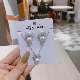 Set vòng cổ và bông tai bạc 925