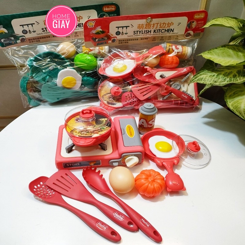 Bộ đồ chơi nấu ăn nhà bếp cho bé gái home giay nhiều chi tiết nhựa nguyên sinh an toàn