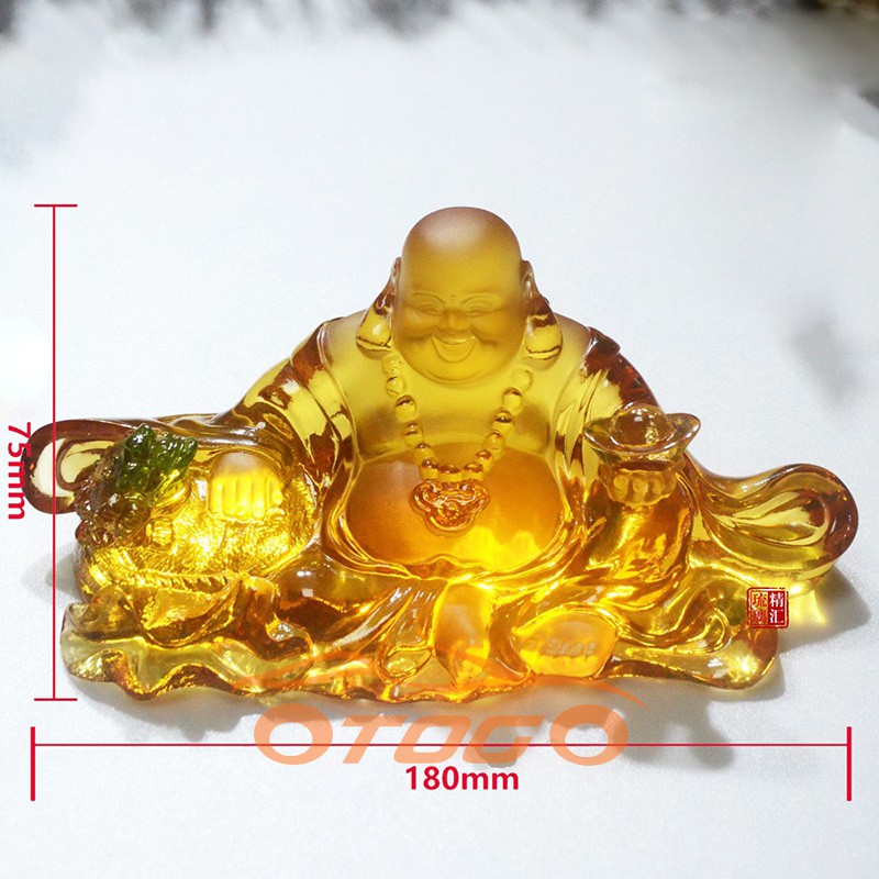 Tượng Di Lặc Ngọc Lưu Ly Trắng Để Taplo Trí Xe Hơi