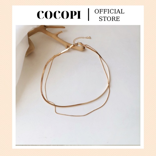 Dây chuyền, vòng cổ choker 2 tầng thanh mảnh phong cách thời trang Cocopi.accessories