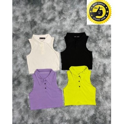 Áo ba lỗ croptop cổ bẻ cài cúc (Video) | BigBuy360 - bigbuy360.vn