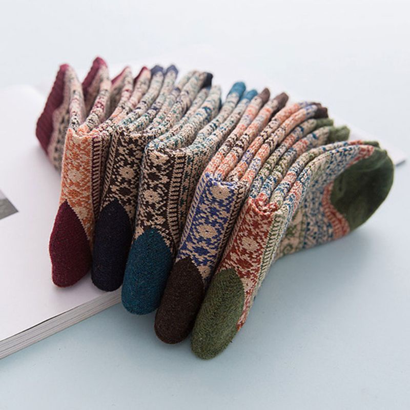 Vớ Len Giả Lông Thỏ Họa Tiết Kẻ Sọc Dày Dặn Phong Cách Retro Cho Nam