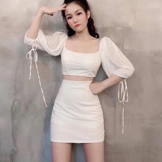 Sét BỘ CHÂN VÁY NGẮN TAY PHÔNG SIÊU XINH (KÈM ẢNH CHỤP)