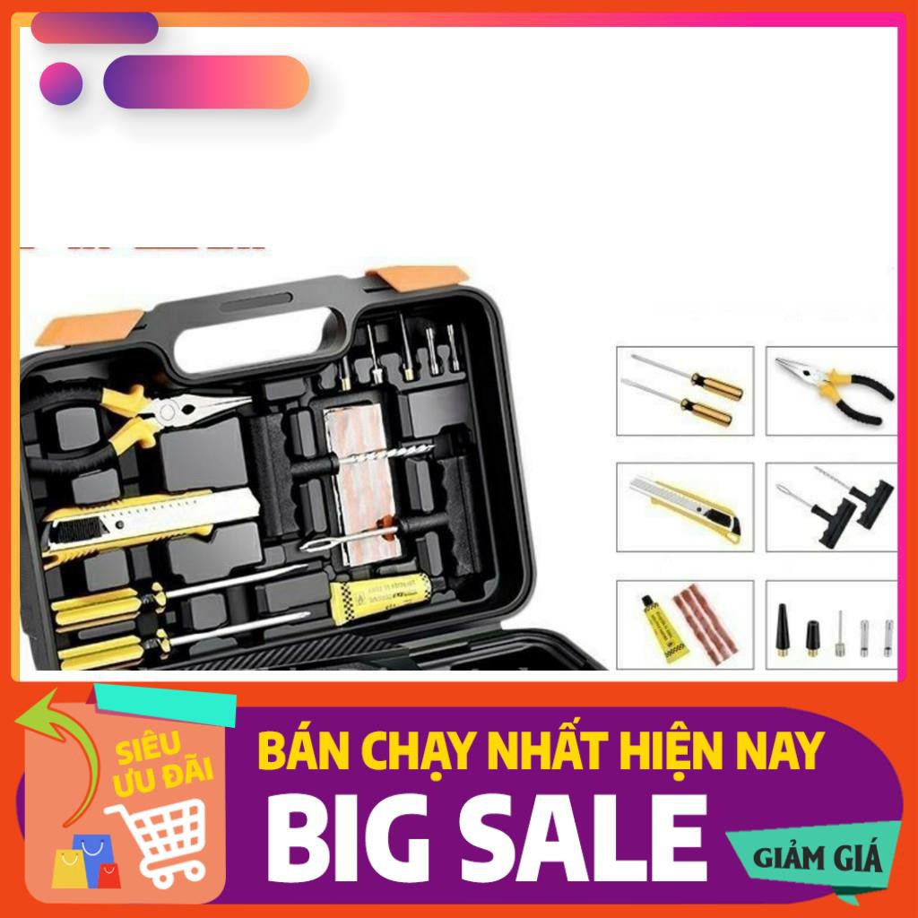 Máy Bơm Hơi Vá Lốp ô tô, Xe Máy 12v [xả lỗ] 1 Bộ 6 Món Cứu Hộ Lốp Tại Chỗ Có Đèn, Có kẹp nguồn cho xe máy