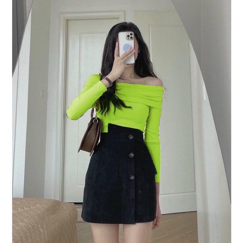 Áo bệt vai gân tay dài