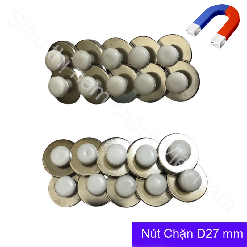 Nam Châm núm tròn Đính Bảng Từ Bọc Sắt Mạ Inox - Bộ 10 Viên