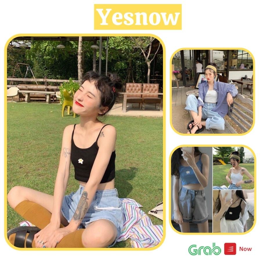 Áo croptop body 2 dây Ulzzang in hình trứng rán, áo croptop dáng body siêu hot hit