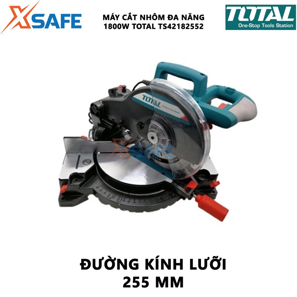 Máy cắt nhôm TOTAL TS42182552 1800W, kích thước lưỡi 255mm, kèm bộ phụ kiện thông dụng - chính hãng