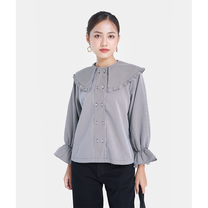 Áo Sơmi Nữ Thời Trang HNOSS Cổ Bèo HNAKI064