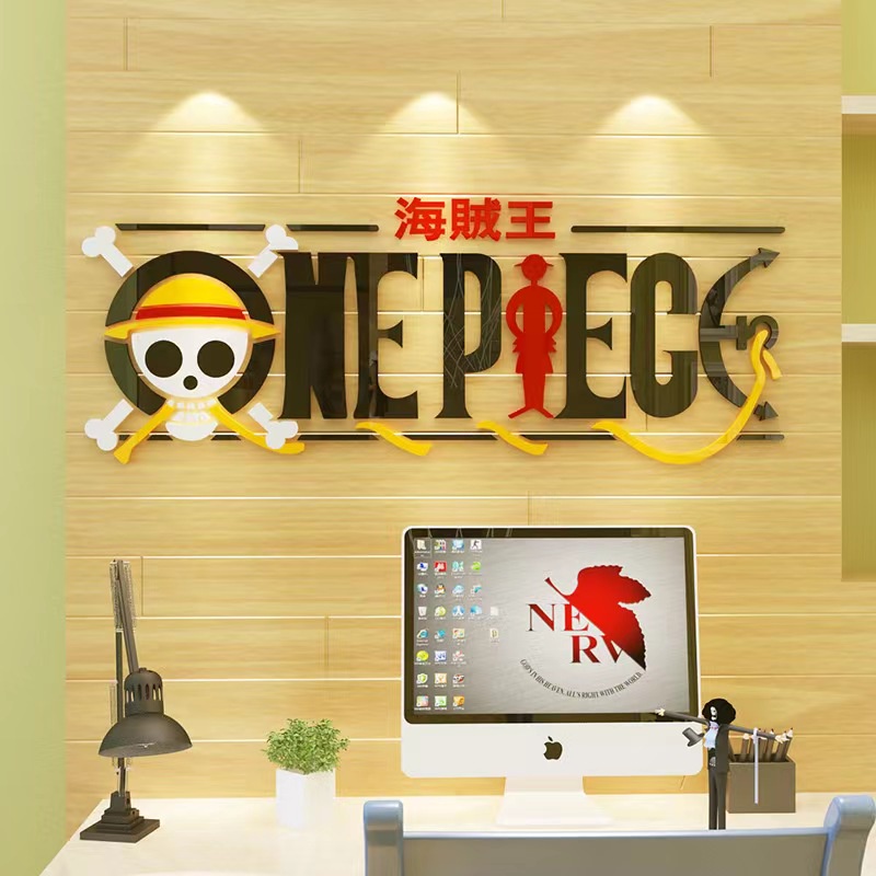 Miếng Dán Tường Trang Trí 3d Hình Nhân Vật Hoạt Hình One Piece Bằng Acrylic