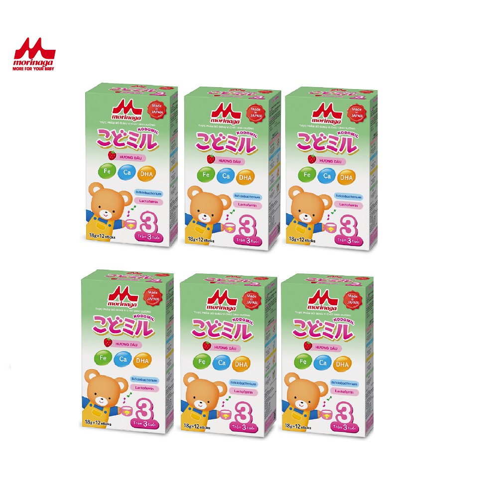 Combo 6 hộp sữa Số 3 Kodomil Morinaga chính hãng 216gr/ hộp date 30.09.2021 (không đai khuyến mãi)