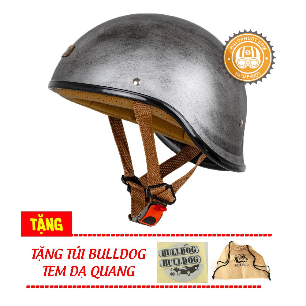 Mũ bảo hiểm Bulldog GANG Xước Bạc (tặng túi Bulldog, tem phản quang)