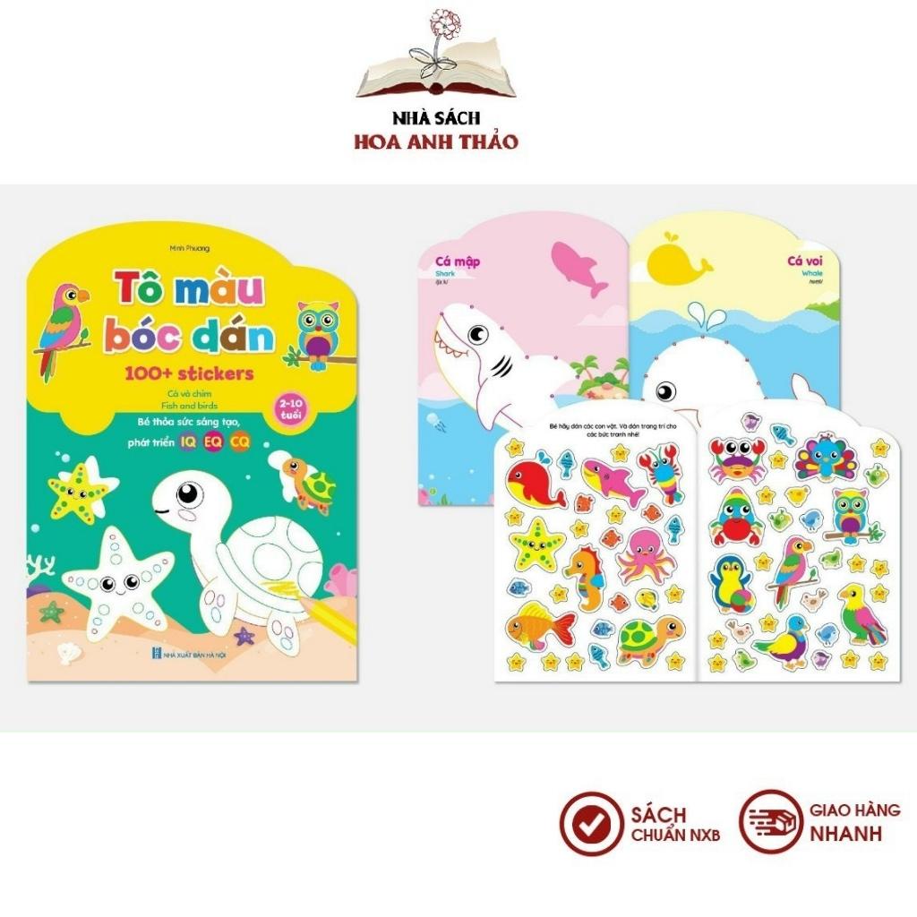 Sách - Bộ Tô Màu Bóc Dán 100+ Stickers , bộ 6 quyển