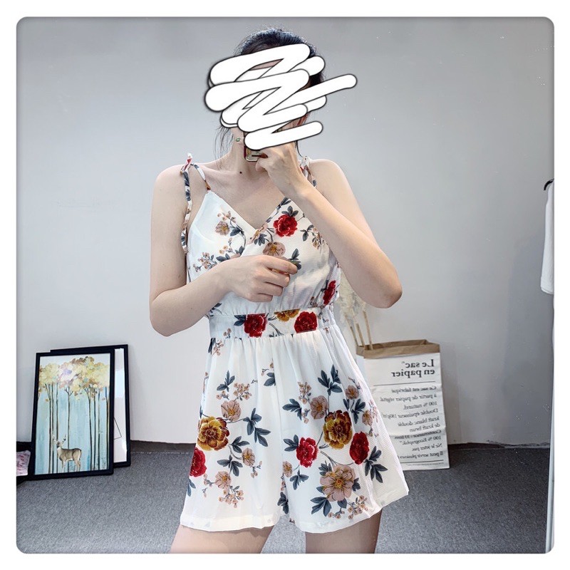 Jumpsuit in hoa buộc dây