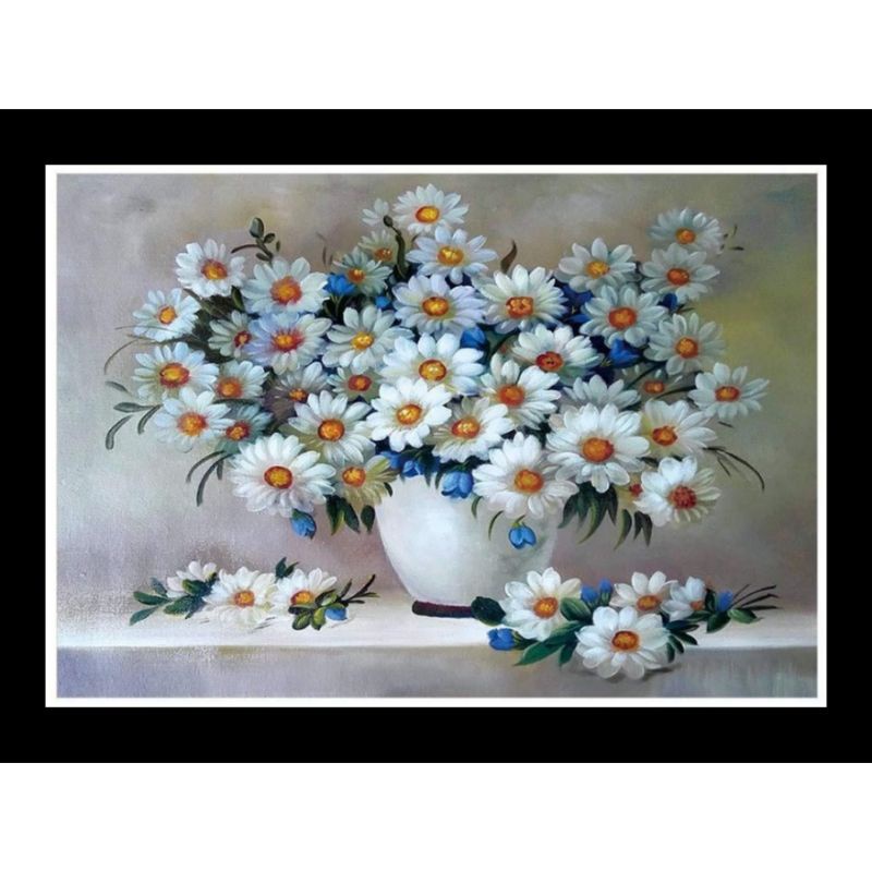 Tranh thêu chữ thập chỉ lụa bình hoa DX1167 60*47cm thêu kín