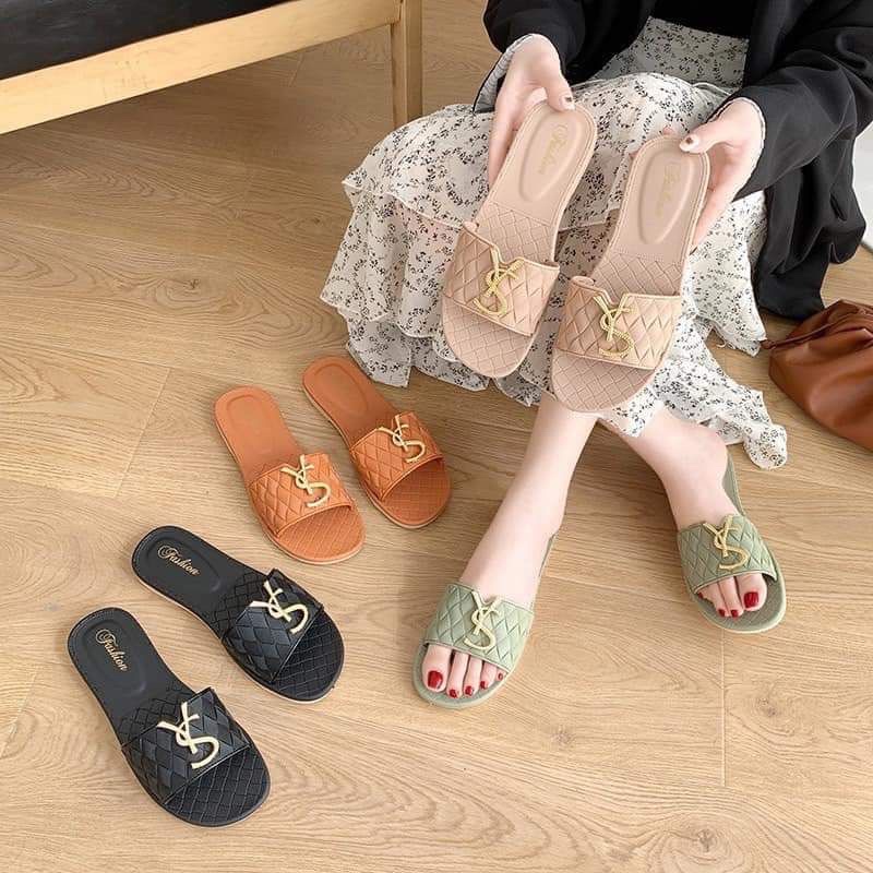 Dép nữ quai ngang thời trang YSL