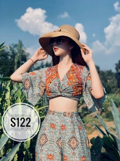 Bigsize Set thổ cẩm xanh S122