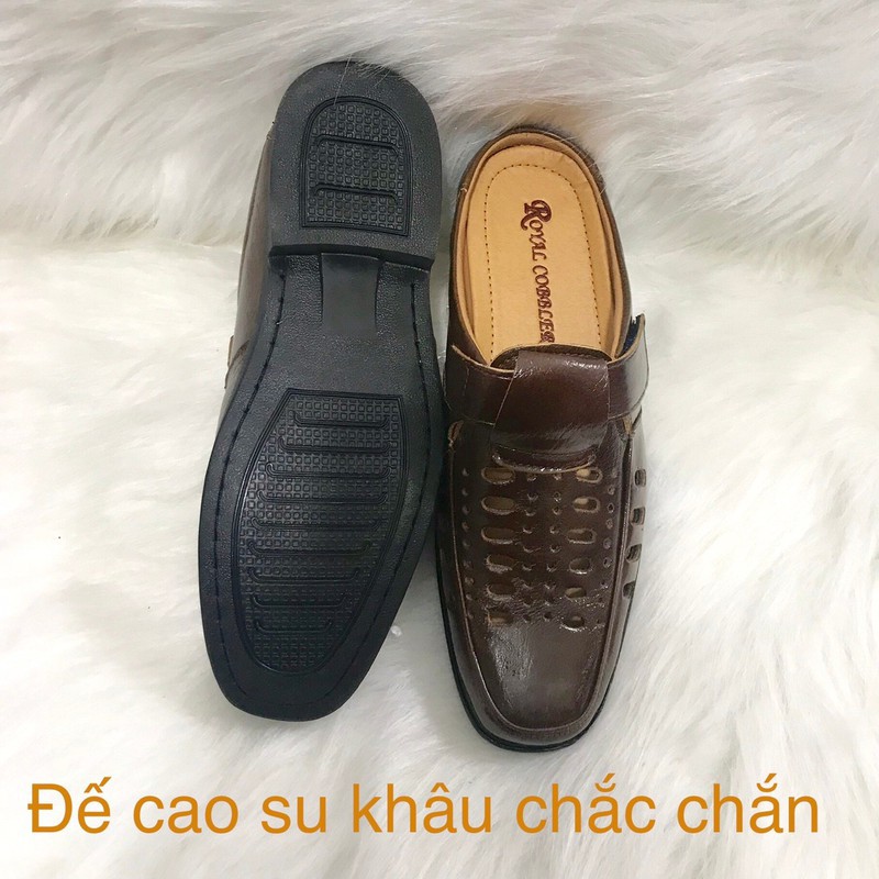 [BẢO HÀNH 1 NĂM] Sục da bò nam ,đế cao su siêu mềm được khâu chắc chắn