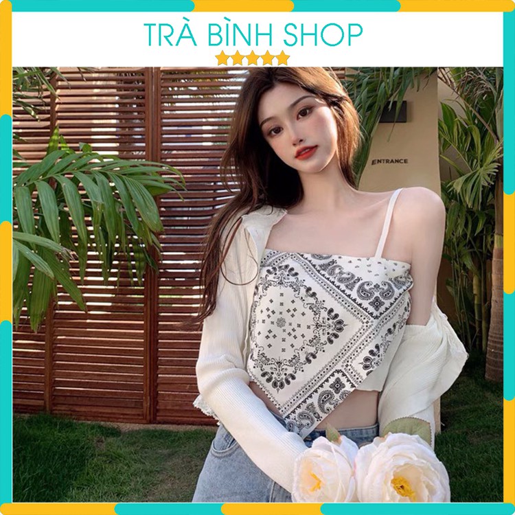 Áo Croptop Hai Dây Khăn Yếm Banda Áo Quây Họa Tiết Thổ Cẩm Xinh Xắn Hàng VNXK | BigBuy360 - bigbuy360.vn