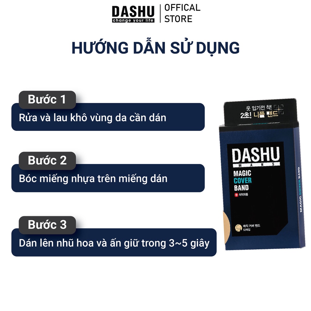 Miếng dán che đầu ngực cho nam - Dashu Men's Magic Cover Nipple Band 52pcs