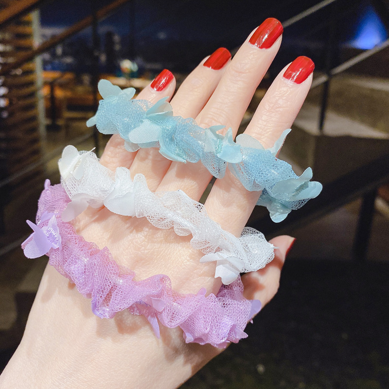 The New Super Fairy Three-dimensional Butterfly Net Yarn Large Intestine Ring Net Red Ins Korean Hair Ring Tie Hair Small Rubber Band Hair Rope Female