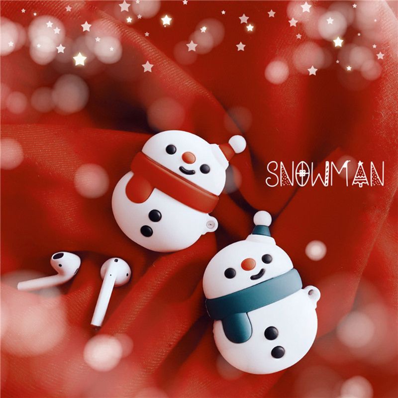 Vỏ Bọc Silicone In Họa Tiết Người Tuyết Dành Cho Hộp Sạc Tai Nghe Airpods
