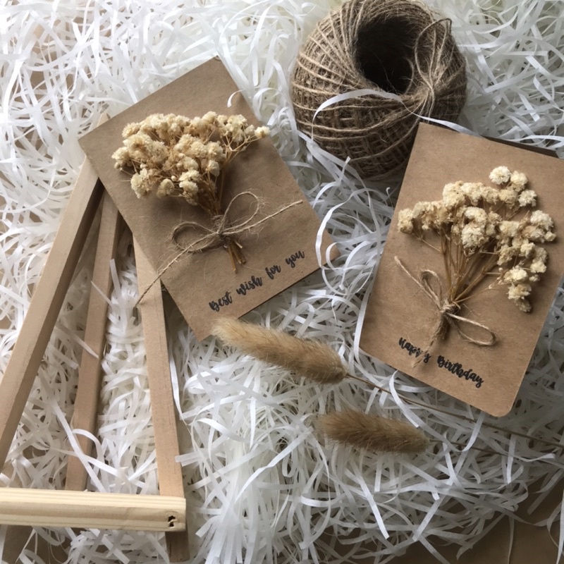 Thiệp quà tặng kraft vintage hoa baby handmade by Mihalen