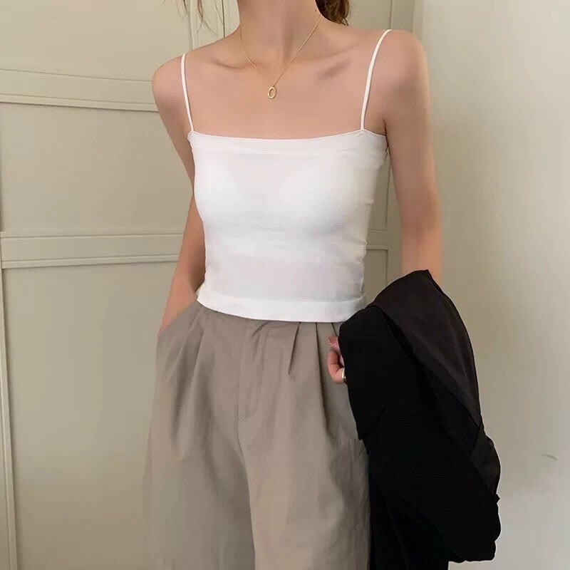 Hot trend - Áo bra cotton 2 dây kèm đệm ngực dáng croptop mẫu mới B23
