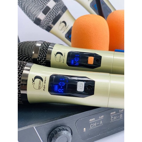 Micro không dây cao cấp 𝐖𝐗 - 𝟒𝟎𝟐 hát karaoke, loa di động, loa kéo 2 mic và 1 đầu thu