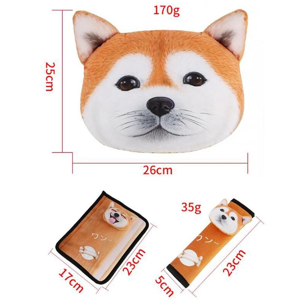Gối tựa đầu cổ ô tô hoạt hình chó mèo 3D/đệm vai đai an toàn