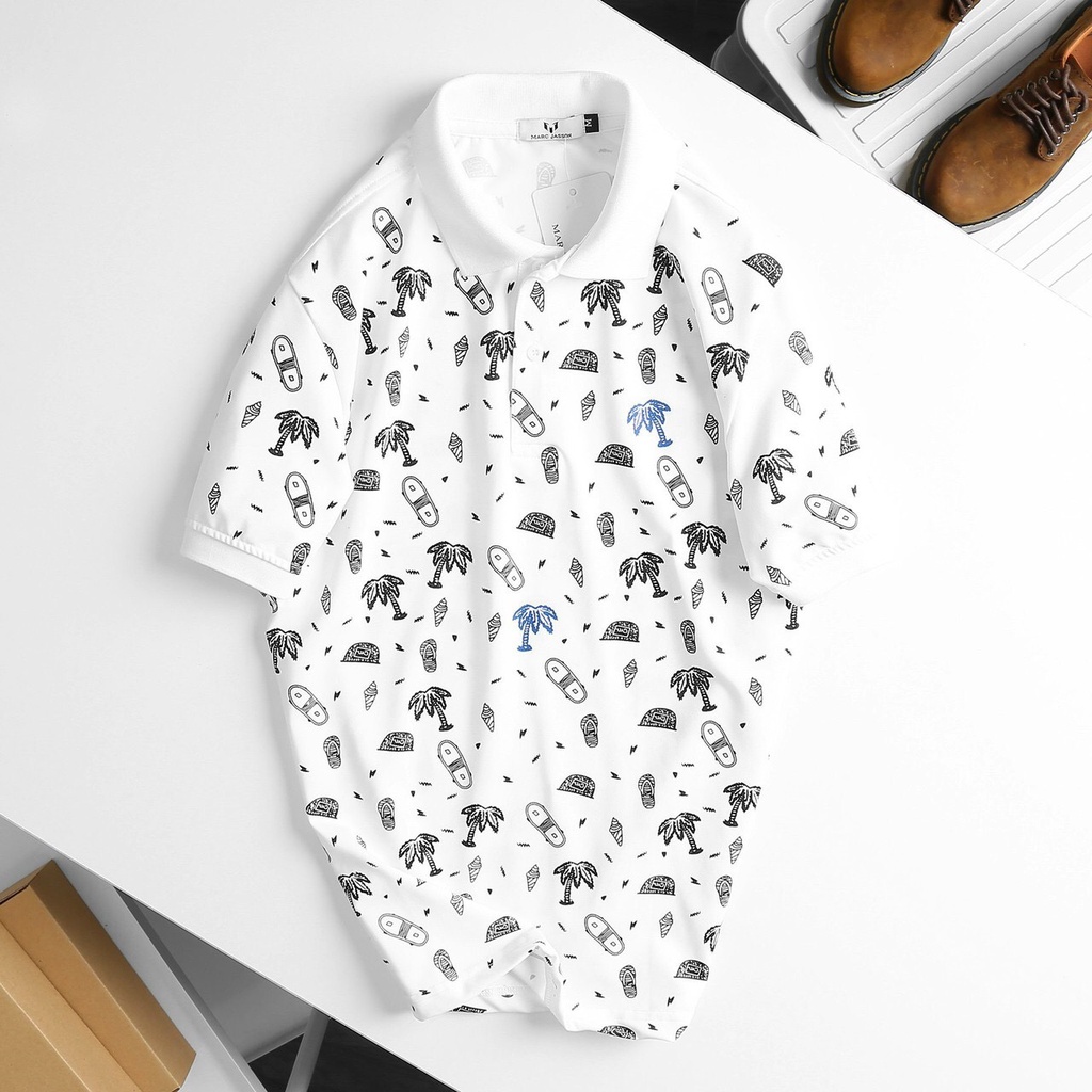 Áo polo nam họa tiết MARC VACATION cotton xuất xịn, big size 3xl 90kg chuẩn form, sang trọng, thanh lịch - The Basic