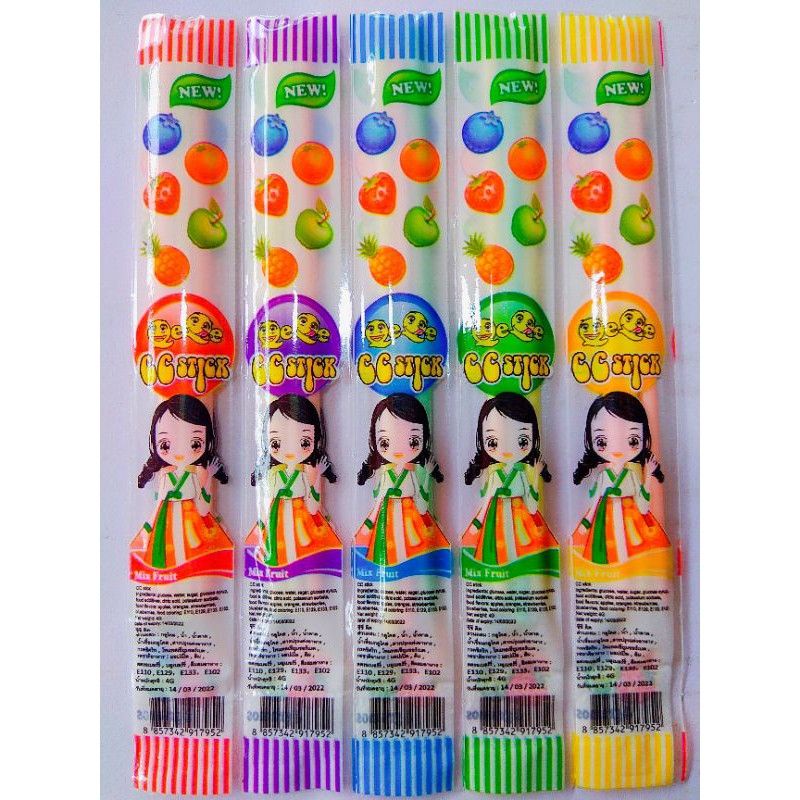 Bịch 65 gói kẹo tăm lạnh thái lan CC stick , Mix Fruit
