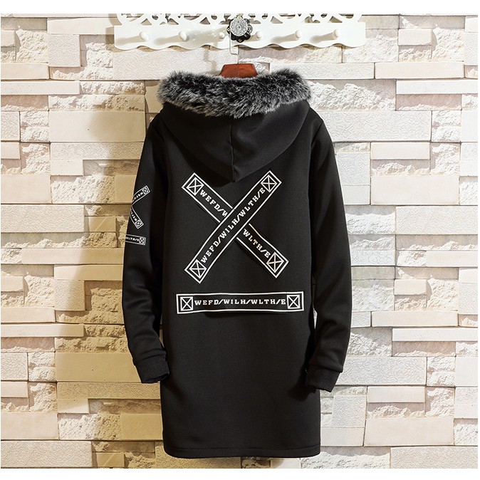 Áo khoác nỉ lót lông dáng dài AN08 | BigBuy360 - bigbuy360.vn