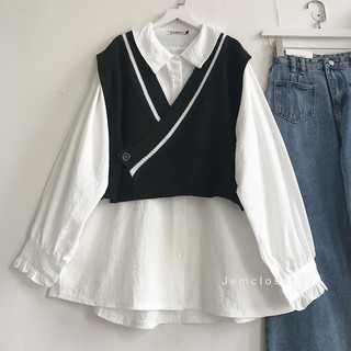 Áo ghile form rộng chất len dày dặn Eime - 1754  ( Jem Closet )