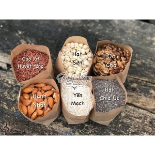 NGŨ CỐC 6 hạt đặc biệt : Gạo lứt huyết rồng, Hạt sen, Yến mạch, Hạt Chia Úc, Hạnh nhân & Óc chó