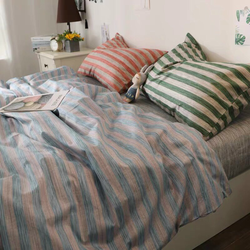 [Free ship] BỘ CHĂN GA GỐI POLY KẺ XỌC HÀN QUỐC MỚI LẠ CỰC ĐẸP