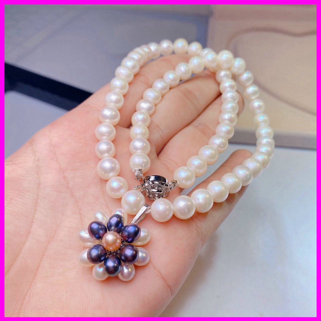 Mẫu hot Vòng cổ trai nuôi nước ngọt kèm phối mặt đơn giản tinh tế , sang trọng, dành cho phái nữ hàng đẹp