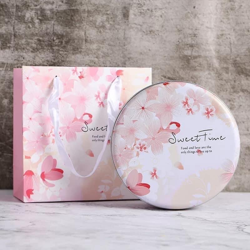 Hộp thiếc đựng bánh quy kèm túi
