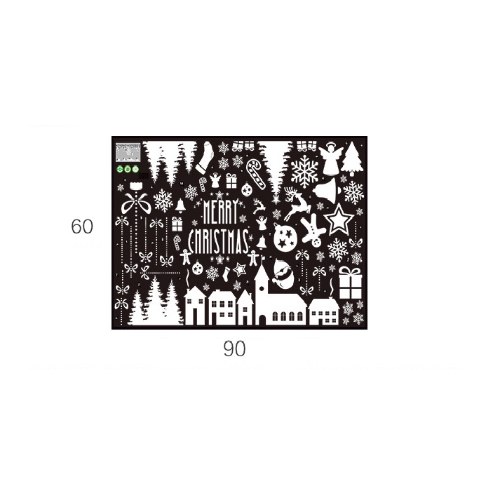 Decal Trang Trí Giáng Sinh Noel YJ7, Decal Trang Trí Kính Vòng Hoa Giáng Sinh