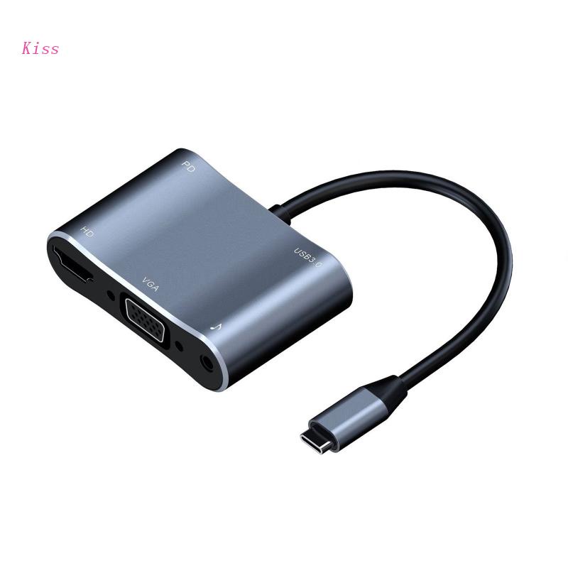 Bộ Chia Cổng USB Type C 6 Trong 1 Với Đầu Chuyển Đổi 4K HDMI Sang VGA USB3.0 87W PD Chuyên Dụng Cho MacBook Pro PC Laptop